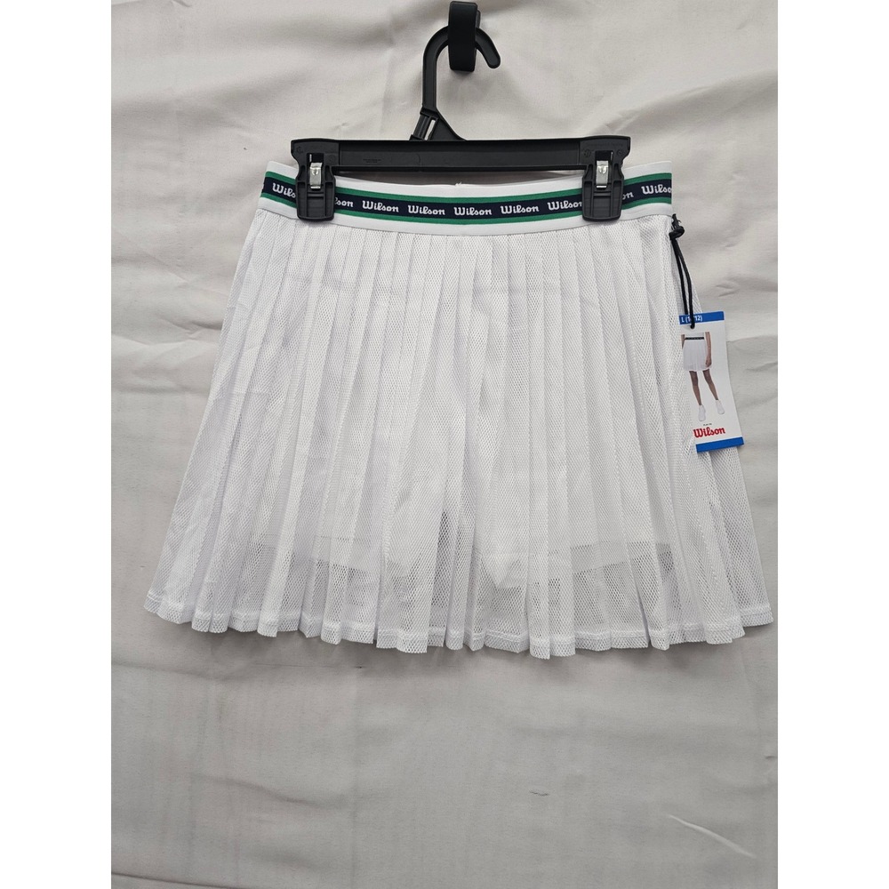 Wilson Girls Athletic Pleated Mesh Tennis Skort White Poly‎ Blend Size Large